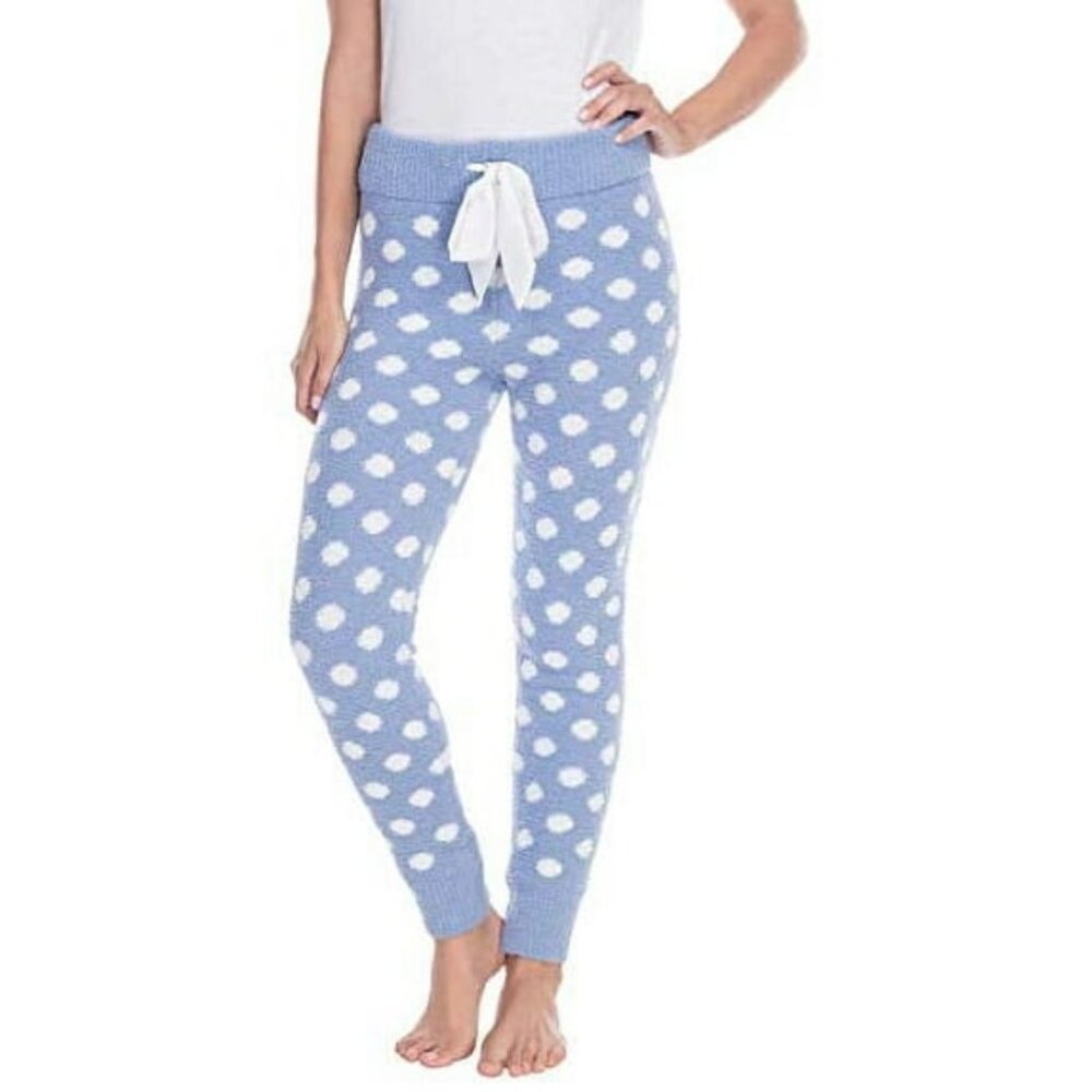 NWT Honeydew Chenille Loungewear Jogger Pants in Blue and White Polka Dots, S
